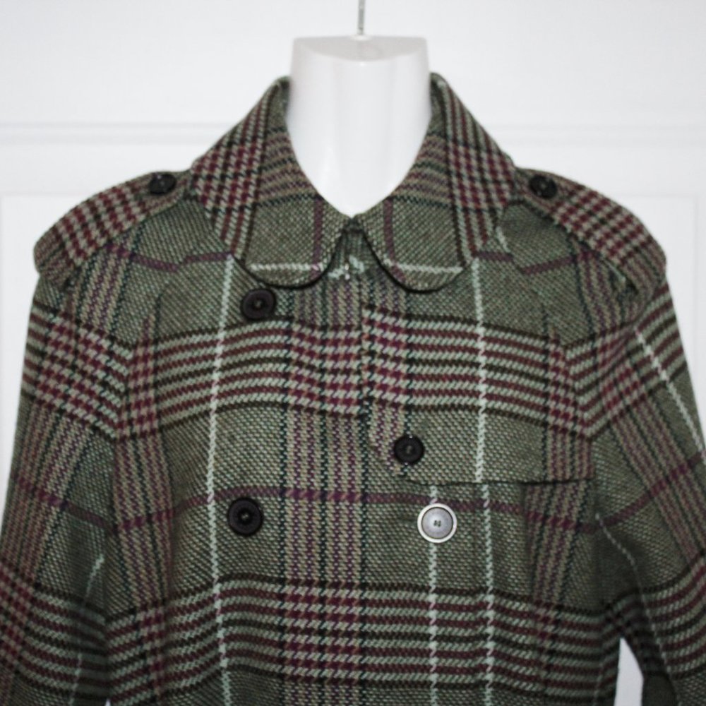 BURBERRY London Plaid Wool Trench Coat L
